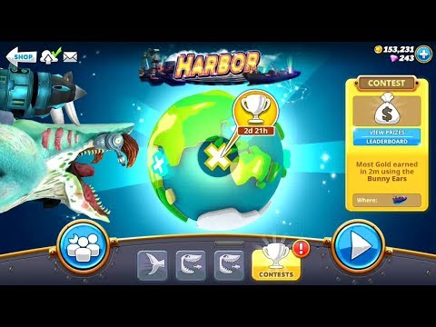 Most Gold in 2 minutes Contest HARBOR MAP (Zombie Shark) - Hungry Shark World