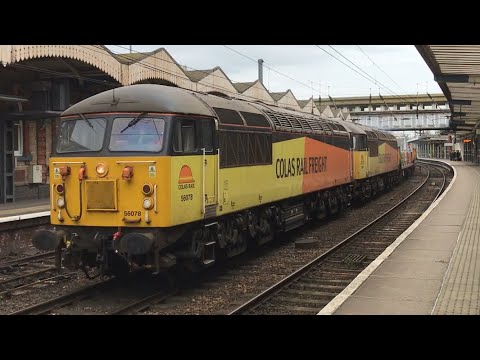 56078 and 56087 passing through Ipswich on 6Z56 heading for parkstone key 14/4/17