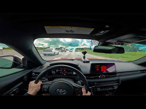 HELLCAT & BIG TRUCK PULL UP on 500WHP SUPRA While Cruising Manual Mode!  - POV Drive