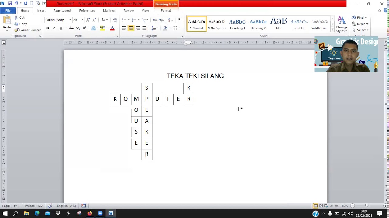 Membuat Teka Teki Silang di Microsoft Word