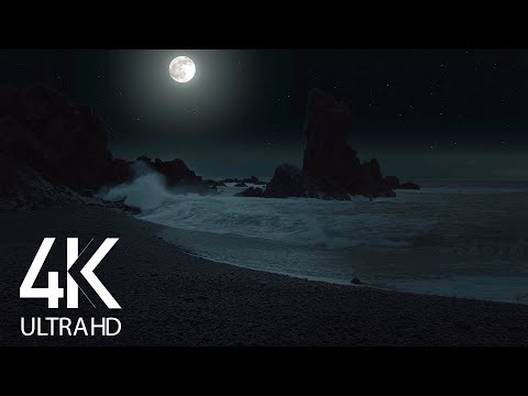 Sleep Better with Ocean Waves Sounds On A Full Moon Night - 8 HOURS Dark Version - Part #2