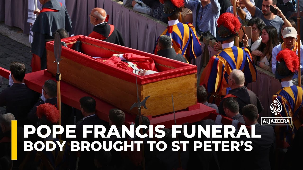 Pope Francis’s coffin carried to St Peter’s Basilica for public viewing