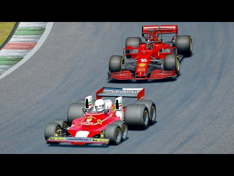 Ferrari F1 2021 vs Ferrari F1 1976 8 Wheels - Desert Drag Race