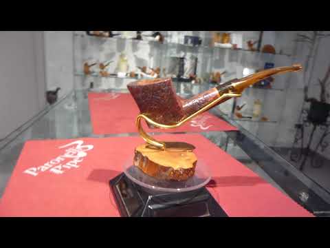 Pipa radica half bent sabbiata fatta a mano - www.paronellipipe.it