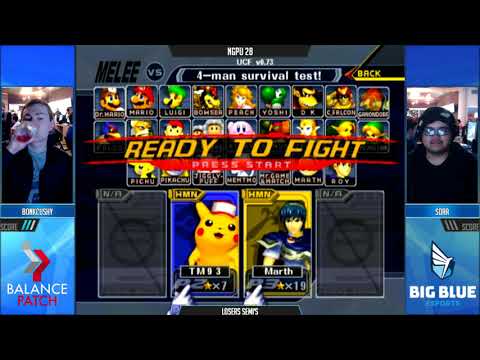 NGPU 28 SSBM - BonkCushy (Pikachu) vs. Sora (Marth, Falcon) - Melee LSF