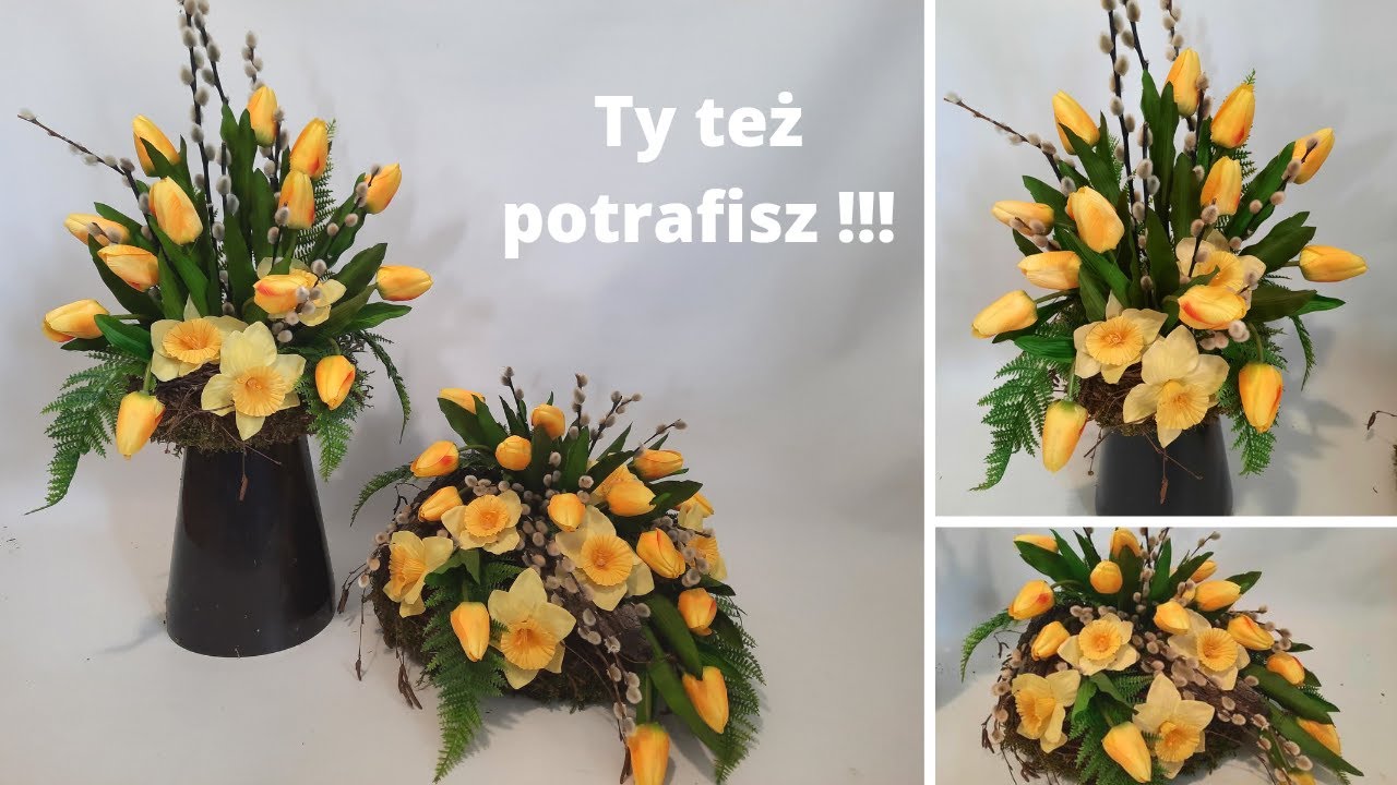 Wiosenno-świąteczna kompozycja na cmentarz/kompozycje nagrobne