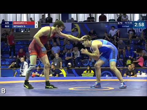 1/4 FS - 74 kg: A. ABAKAROV (AZE) v. D. BETANOV (RUS)