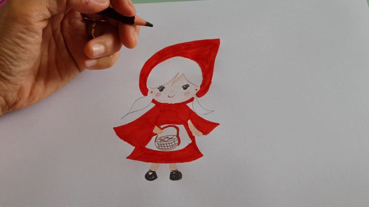como desenhar chapeuzinho vermelho -passo a passo