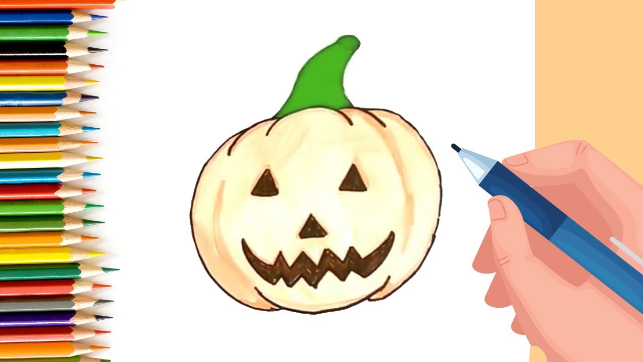 How to Draw easy Halloween Pumpkin step by step for Kids   #shorts