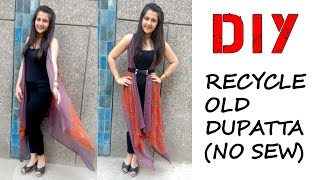 DIY: Recycle Old Dupatta into Shrug (No Sew)  Shir
