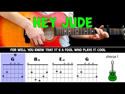 HEY JUDE - The Beatles - Guitar play along on acoustic guitar with chords & lyrics