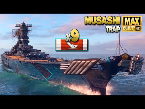 Battleship Musashi: First blood and not the last on map Trap - World of Warships