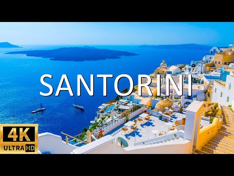 FLYING OVER SANTORINI 4K UHD - Relaxing Music Along With Beautiful Nature Videos - 4K UHD TV