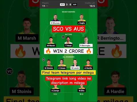 SCO vs AUS Dream11 Prediction | AUS vs SCO Dream11 Prediction | Scotland vs Australia Dream11 Team