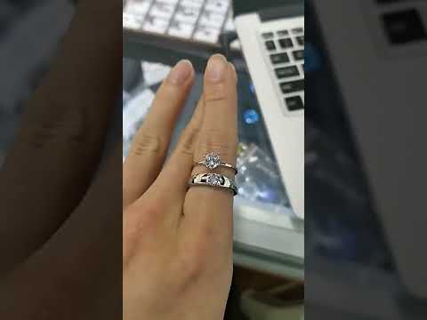 White lab grown diamond couple ring
