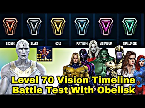 Level 70 Vision Timeline Battle Test With Obelisk - Marvel Future Fight