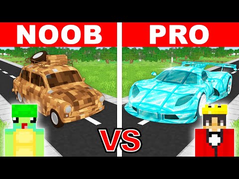 NOOB vs PRO: SPORTS CAR House Build Challenge in Minecraft!