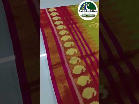 Pista Jad Single Ikat Patola Saree with Keri Border and Pallu 6 Ply Silk