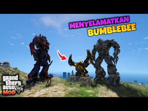 IRONMAN DAN OPTIMUS PRIME MENYELAMATKAN BUMBLEBEE DAN JUGA JUNIOR - GTA 5 MOD TRANSFORMER