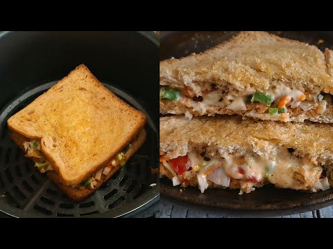 Easy Air Fryer Grilled Veg Sandwich | Crispy Veg Grilled Sandwich in Air Fryer