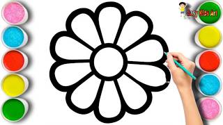 🌸 How to Draw a Beautiful Flower | Easy Drawing & Coloring for Kids