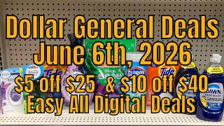 6/6/26 - Dollar General $5 off $25 & $10 off $40 Couponing Deals For Saturday