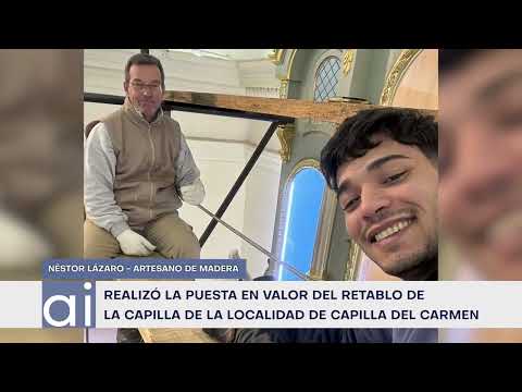 Néstor Lazaro restauró el retablo de la capilla de Capilla del Carmen