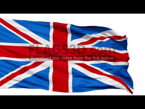 Realistic 3d seamless looping Great Britain(English) flag waving in the wind.