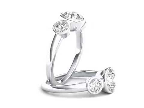 Round Cut Diamond Three Stone Bezel Set Engagement Ring by 90210 Jewelry | SKU: RD0437