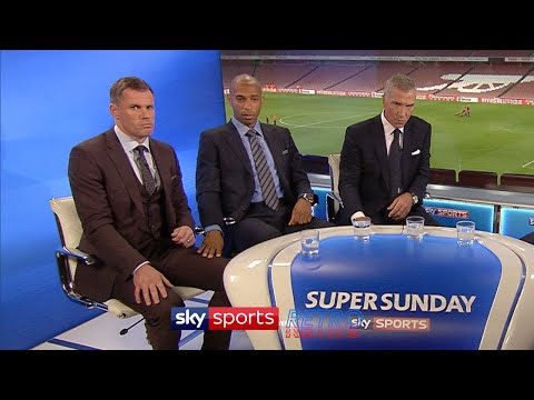 Thierry Henry touches Jamie Carragher's leg