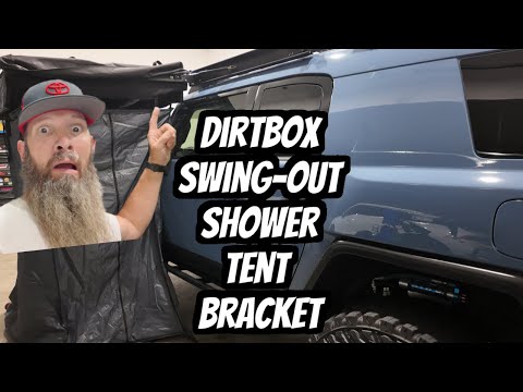Swing-out shower tent bracket | Dirtbox