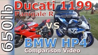 Ducati 1199 Panigale R vs BMW HP4: comparison video