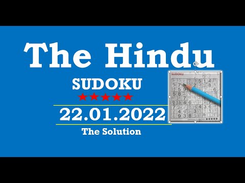 The Hindu  Sudoku Jan 22, 2022 - 5 Star - The Solution