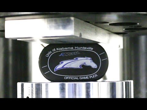 HOCKEY PUCK vs HYDRAULIC PRESS (Real Time) 82,000 lb Load
