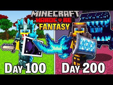 I Survived 200 Days in a FANTASY REALM In HARDCORE MINECRAFT