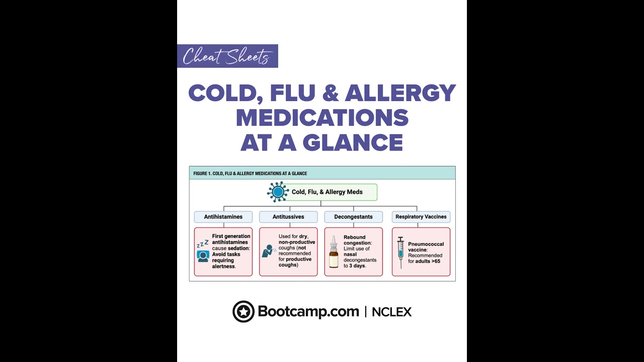 🤧 Cold, Flu, and Allergy Medications for NCLEX | NCLEX Bootcamp Cheat Sheet