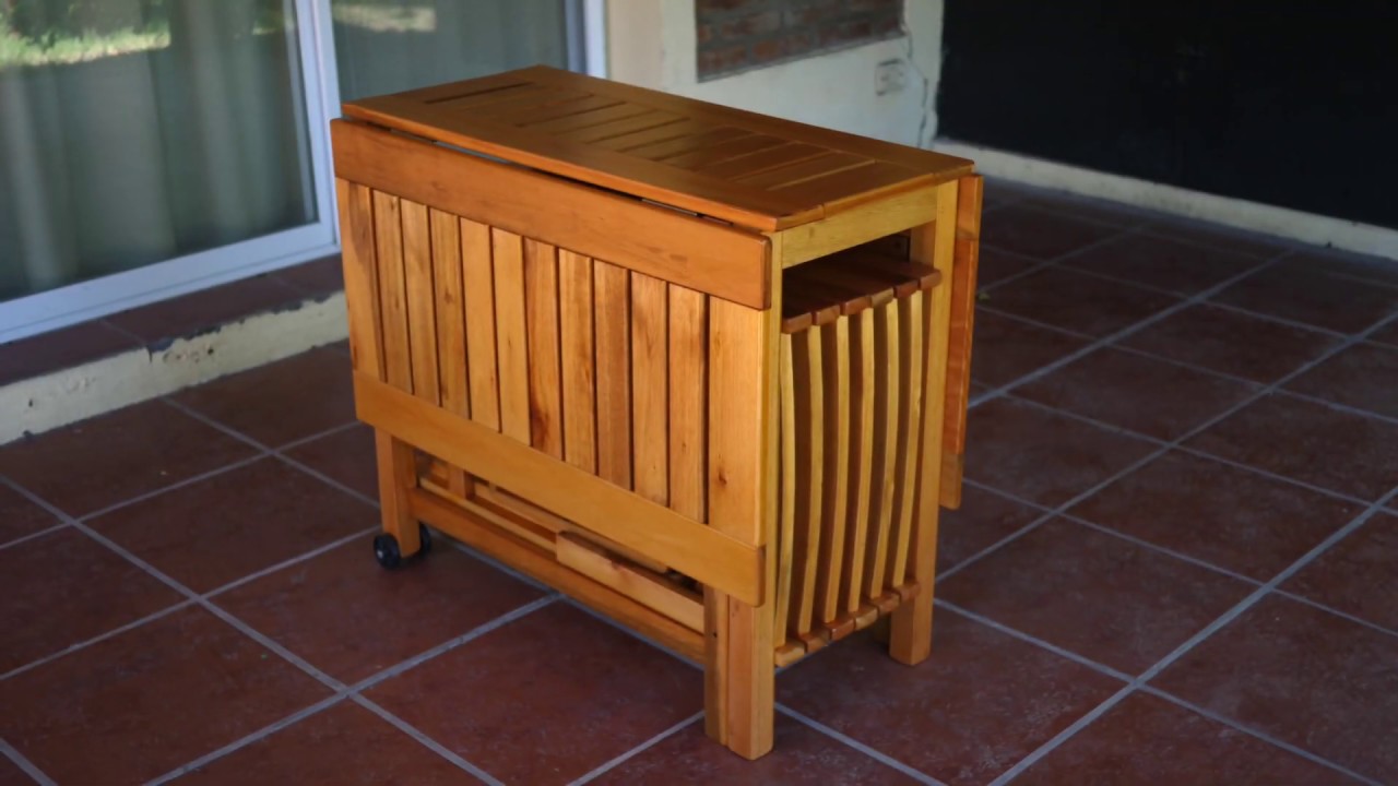 Mesa Libro Plegable Con 6 Sillas Plegables