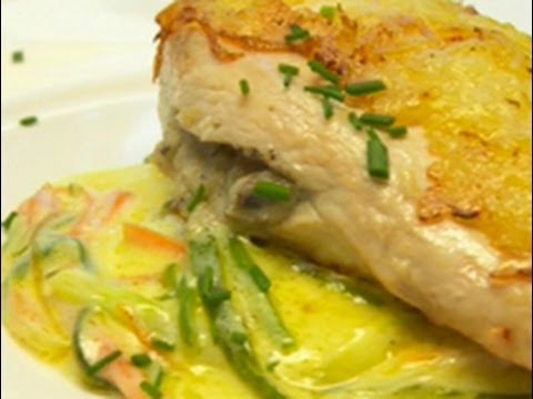 The Authentic Petersen - Chicken breast in a potato matra and prawn rolls in bread