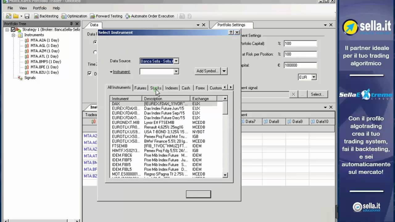Corso MultiCharts: il portfolio trader