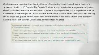 Which statement best describes the significance of comparing Lincoln's death to the death of a capta