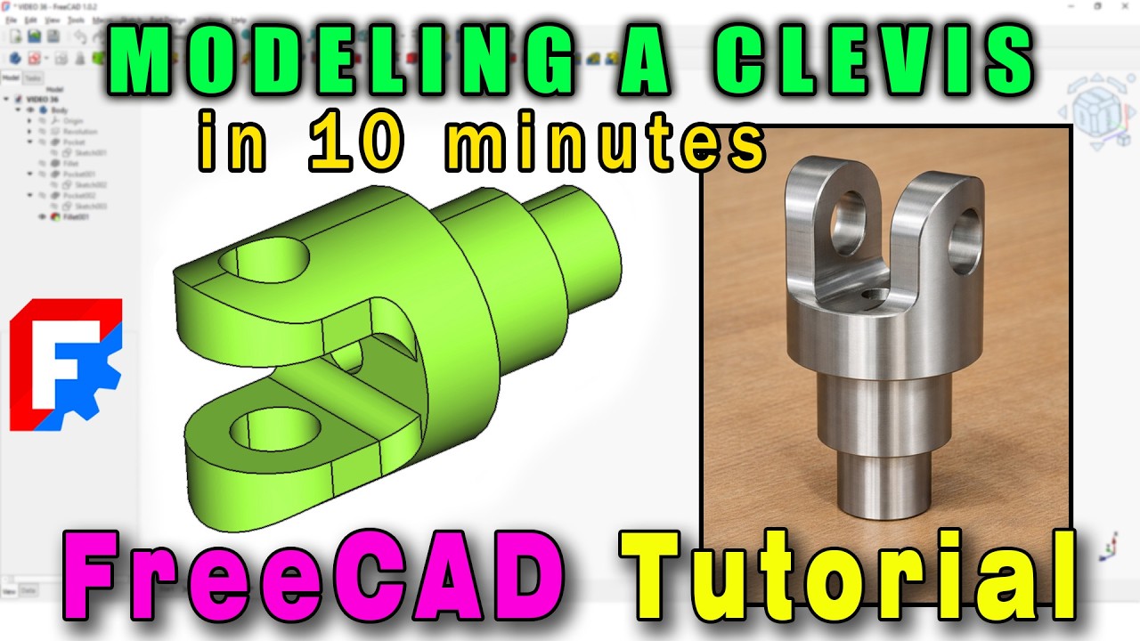 FreeCAD Tutorial: Step-by-Step Clevis Design from Sketch to 3D Model #freecad #cad