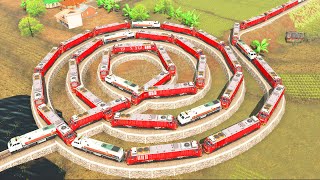 Train Running on Spiral Rail | Train Games | Trainz Railroad Simulator 2019