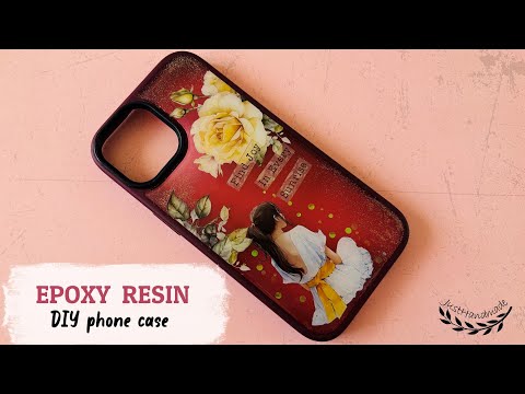 ~JustHandmade~ Easy to make epoxy resin phone case with stickers - tutorial / DIY