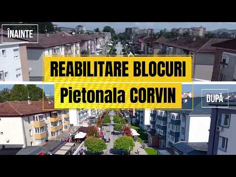 Pietonala Corvin – înainte și după reabilitarea blocurilor