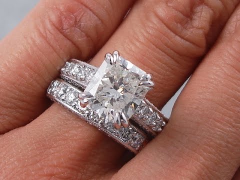 7.64 ctw Radiant Cut Diamond Engagement Ring and Weddin Ring Set - BigDiamondsUSA
