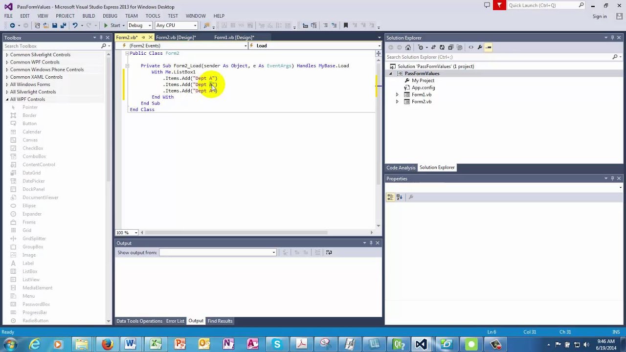How to Pass information from one winform to another in Vb.net