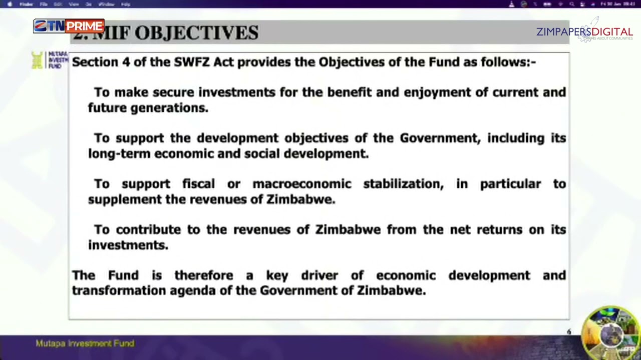 Mutapa Investment Fund CEO Dr John Mangudya explains the objectives of the Fund.