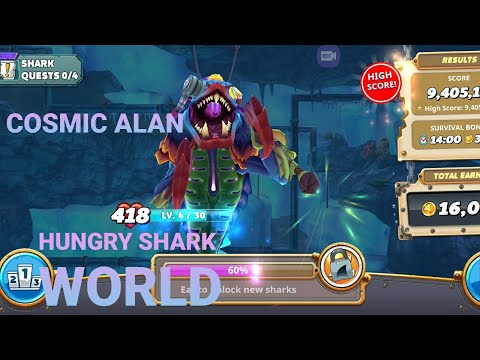 Cosmic Alan Can Fly Full Boosts 9.4M High Score Hungry Shark World