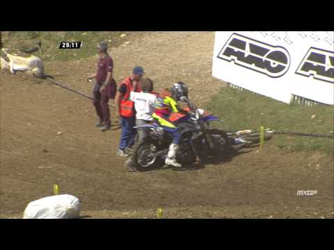 Valentin Guillod & Damon Graulus crash MXGP of France - motocross 2015