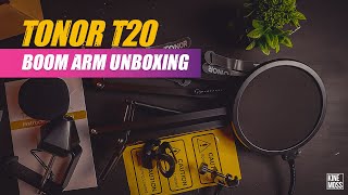 Best inexpensive microphone boom arm. TONOR T20 unboxing. Cheap desktop microphone stand setup.